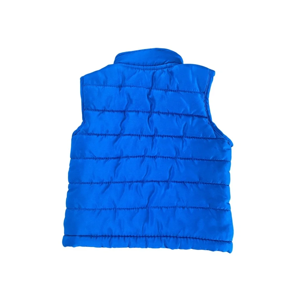 Lee Kids Blue Puffer Vest Tri-Color Stripe Full Zip Quilted Outerwear‎ 12M